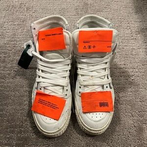 White High-Top Sneakers with Orange Accents